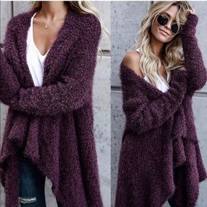 VICI Collection Fuzzy Drape Front Cardigan M/L